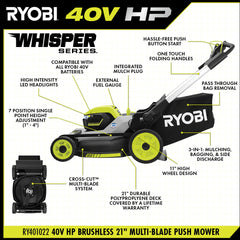 40V HP BRUSHLESS 21" MULTI-BLADE PUSH MOWER KIT
