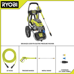BRUSHLESS 2500 PSI ELECTRIC PRESSURE WASHER WITH FREE 12" 2300 PSI SURFACE CLEANER