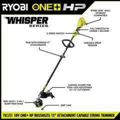 18V ONE+ HP Brushless 15" Attachment Capable String Trimmer Kit