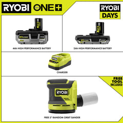 18V ONE+ 4Ah & 2Ah LITHIUM HIGH PERFORMANCE STARTER KIT WITH FREE 18V ONE+ 5" RANDOM ORBIT SANDER