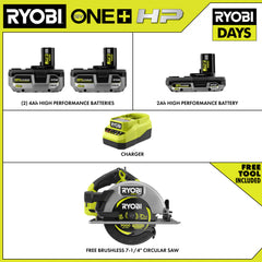 18V ONE+ LITHIUM HIGH PERFORMANCE STARTER KIT WITH FREE 18V ONE+ HP BRUSHLESS 7-1/4" CIRCULAR SAW