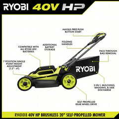 40V HP BRUSHLESS 20" SELF-PROPELLED LAWN MOWER KIT