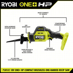 18V ONE+ HP COMPACT BRUSHLESS ONE-HANDED RECIPROCATING SAW