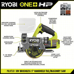 18V ONE+ BRUSHLESS 5" HANDHELD TILE/MASONRY SAW
