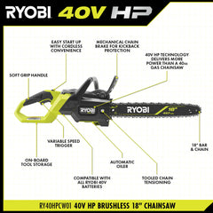 40V HP BRUSHLESS 18" CHAINSAW KIT