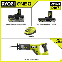18V ONE+ 4Ah & 2Ah LITHIUM HIGH PERFORMANCE STARTER KIT WITH FREE 18V ONE+ RECIPROCATING SAW