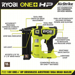 18V ONE+ LITHIUM HIGH PERFORMANCE STARTER KIT WITH FREE 18V ONE+ HP BRUSHLESS AIRSTRIKE 18GA BRAD NAILER