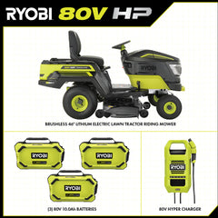 80V HP BRUSHLESS 46" BATTERY CORDLESS ELECTRIC RIDING LAWN TRACTOR KIT