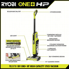 18V ONE+ HP Cordless High-Capacity Stick Vacuum Cleaner Kit with 4.0 Ah Battery and Charger