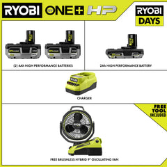 18V ONE+ LITHIUM HIGH PERFORMANCE STARTER KIT WITH FREE 18V ONE+ HP BRUSHLESS HYBRID 9" OSCILLATING FAN