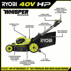 40V HP BRUSHLESS 21" SELF-PROPELLED AWD MULTI-BLADE MOWER KIT