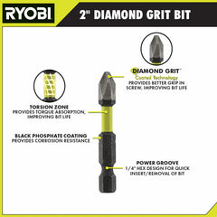 12 PC. 2" Diamond Grit Impact Drive Bits