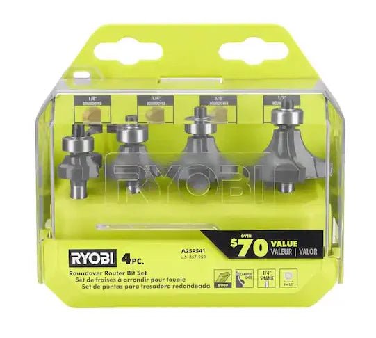 4PC ROUNDOVER ROUTER BIT SET