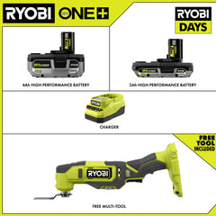 18V ONE+ 4Ah & 2Ah LITHIUM HIGH PERFORMANCE STARTER KIT WITH FREE 18V ONE+ MULTI-TOOL