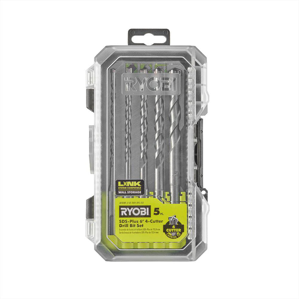 5 PC. SDS-PLUS 6" 4-CUTTER DRILL BIT SET