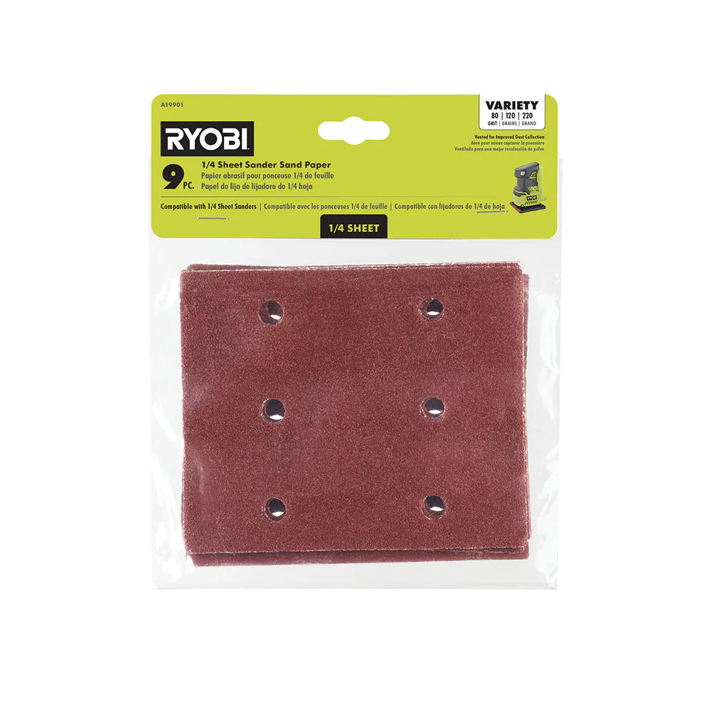 9 PC. 1/4 SHEET SANDER SAND PAPER