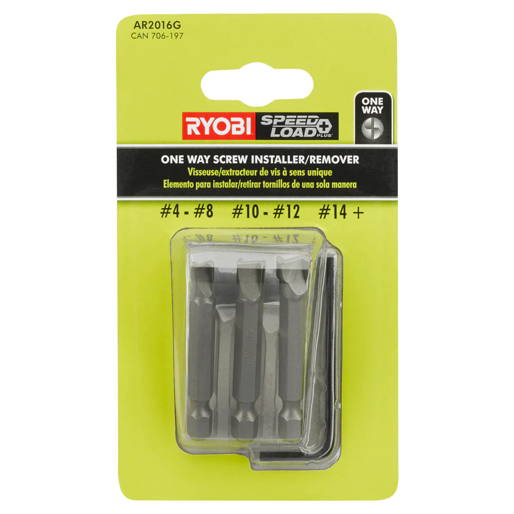 One-Way Screw Remover/Installer Set with Sleeve (3 PC.)