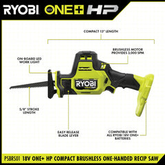 18V ONE+ HP Compact Brushless One-Handed Reciprocating Saw