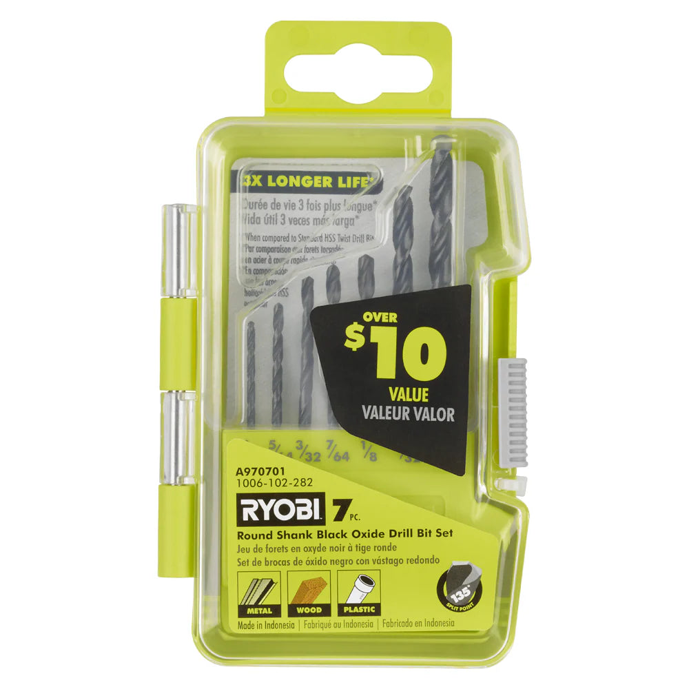 7 PC. ROUND SHANK BLACK OXIDE DRILL BIT SET