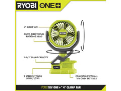 18V ONE+ 4Ah & 2Ah LITHIUM HIGH PERFORMANCE STARTER KIT WITH (2) FREE 18V ONE+ 4" CLAMP FANS