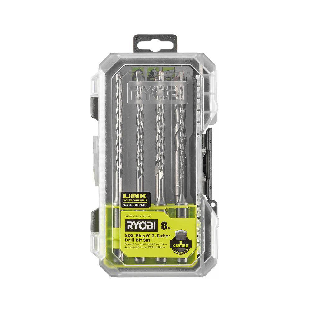 8 PC. SDS-PLUS 6" 2-CUTTER DRILL BIT SET