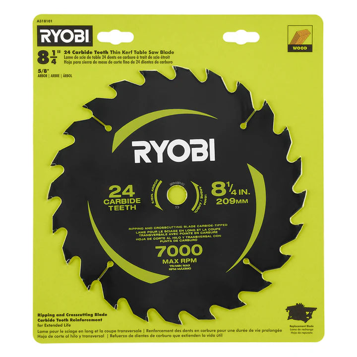 8-1/4" 24 CARBIDE TEETH THIN KERF TABLE SAW BLADE