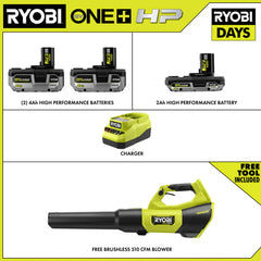 18V ONE+ LITHIUM HIGH PERFORMANCE STARTER KIT WITH FREE 18V ONE+ HP BRUSHLESS 510 CFM BLOWER