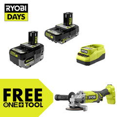 18V ONE+ 4Ah & 2Ah LITHIUM HIGH PERFORMANCE STARTER KIT WITH FREE 18V ONE+ 4-1/2" ANGLE GRINDER