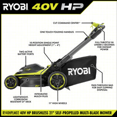 40V HP Brushless 21" Walk Behind Self-Propelled Lawn Mower w/ (2) 6.0Ah Batteries and Charger