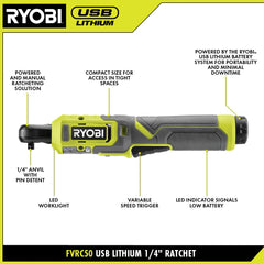 USB Lithium 1/4” Light Duty Ratchet Kit