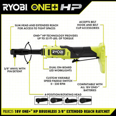 18V ONE+ HP BRUSHLESS 3/8" EXTENDED REACH RATCHET KIT