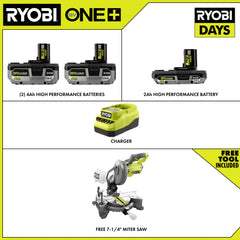18V ONE+ LITHIUM HIGH PERFORMANCE STARTER KIT WITH FREE 18V ONE+ 7-1/4" MITER SAW