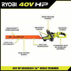 40V HP BRUSHLESS 26" HEDGE TRIMMER