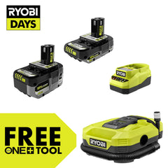 18V ONE+ 4Ah & 2Ah LITHIUM HIGH PERFORMANCE STARTER KIT WITH FREE 18V ONE+ DUAL FUNCTION DIGITAL INFLATOR